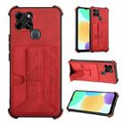 For Infinix Smart 6 Dream Holder Card Bag Shockproof Phone Case(Red) - 1