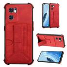 For OPPO Reno7 Global Dream Holder Card Bag Shockproof Phone Case(Red) - 1