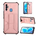 For Tecno Camon 18i Dream Holder Card Bag Shockproof Phone Case(Rose Gold) - 1