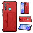 For Tecno Pop 5 LTE Dream Holder Card Bag Shockproof Phone Case(Red) - 1