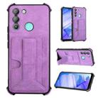 For Tecno Pop 5 LTE Dream Holder Card Bag Shockproof Phone Case(Purple) - 1