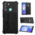 For Tecno Pop 5 LTE Dream Holder Card Bag Shockproof Phone Case(Black) - 1