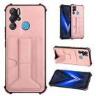 For Tecno Pova Neo Dream Holder Card Bag Shockproof Phone Case(Rose Gold) - 1