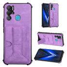 For Tecno Pova Neo Dream Holder Card Bag Shockproof Phone Case(Purple) - 1