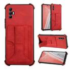 For Tecno Spark 8P Dream Holder Card Bag Shockproof Phone Case(Red) - 1