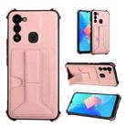 For Tecno Spark Go 2022/Spark 8C/KG5 Dream Holder Card Bag Shockproof Phone Case(Rose Gold) - 1