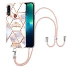 For Motorola Moto E7 Power / E7i Power Splicing Marble Flower Pattern TPU Phone Case with Lanyard(Imperial Crown) - 1