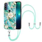 For Motorola Moto G Pure Splicing Marble Flower Pattern TPU Phone Case with Lanyard(Blue Flower) - 1