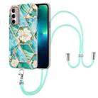 For Motorola Moto G Stylus 2022 4G Splicing Marble Flower Pattern TPU Phone Case with Lanyard(Blue Flower) - 1