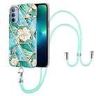 For Motorola Moto G31 / G41 Splicing Marble Flower Pattern TPU Phone Case with Lanyard(Blue Flower) - 1