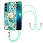 For Motorola Edge 20 Splicing Marble Flower Pattern TPU Phone Case with Lanyard(Blue Flower) - 1