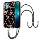 For Motorola Edge 20 Lite Splicing Marble Flower Pattern TPU Phone Case with Lanyard(Black Flower) - 1