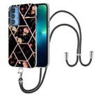 For Motorola Edge 20 Pro Splicing Marble Flower Pattern TPU Phone Case with Lanyard(Black Flower) - 1