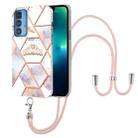 For Motorola Edge 20 Pro Splicing Marble Flower Pattern TPU Phone Case with Lanyard(Imperial Crown) - 1