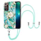 For Samsung Galaxy Note20 Ultra Splicing Marble Flower Pattern TPU Phone Case with Lanyard(Blue Flower) - 1