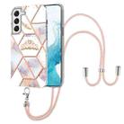 For Samsung Galaxy S22 5G Splicing Marble Flower Pattern TPU Phone Case with Lanyard(Imperial Crown) - 1