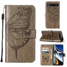 For Google Pixel 6a 5G Embossed Butterfly Leather Phone Case(Grey) - 1