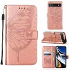 For Google Pixel 6a 5G Embossed Butterfly Leather Phone Case(Rose Gold) - 1