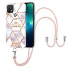 For OPPO A15 / A15s Splicing Marble Flower Pattern TPU Phone Case with Lanyard(Imperial Crown) - 1