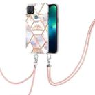 For OPPO A15 / A15s Splicing Marble Flower Pattern TPU Phone Case with Lanyard(Imperial Crown) - 2