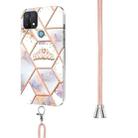For OPPO A15 / A15s Splicing Marble Flower Pattern TPU Phone Case with Lanyard(Imperial Crown) - 3
