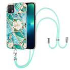 For OPPO A15 / A15s Splicing Marble Flower Pattern TPU Phone Case with Lanyard(Blue Flower) - 1