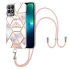 For OPPO Realme 8i Splicing Marble Flower Pattern TPU Phone Case with Lanyard(Imperial Crown) - 1