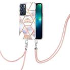 For OPPO Reno6 5G Splicing Marble Flower Pattern TPU Phone Case with Lanyard(Imperial Crown) - 2