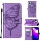 For Infinix Hot 10i / Smart 5 Pro Embossed Butterfly Leather Phone Case(Light Purple) - 1