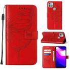 For Infinix Hot 10i / Smart 5 Pro Embossed Butterfly Leather Phone Case(Red) - 1