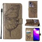 For Infinix Hot 11s Embossed Butterfly Leather Phone Case(Grey) - 1