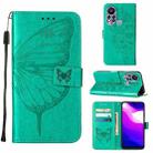 For Infinix Hot 11s Embossed Butterfly Leather Phone Case(Green) - 1