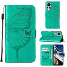 For Infinix Hot 11s NFC Embossed Butterfly Leather Phone Case(Green) - 1