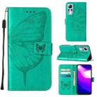 For Infinix Note 11 Embossed Butterfly Leather Phone Case(Green) - 1