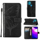 For Infinix Smart 6 Embossed Butterfly Leather Phone Case(Black) - 1