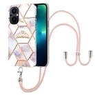 For OnePlus Nord N20 5G Splicing Marble Flower Pattern TPU Phone Case with Lanyard(Imperial Crown) - 1