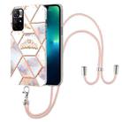 For Xiaomi Redmi Note 11 5G Chinese Splicing Marble Flower Pattern TPU Phone Case with Lanyard(Imperial Crown) - 1