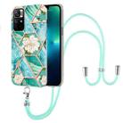 For Xiaomi Redmi Note 11 5G Chinese Splicing Marble Flower Pattern TPU Phone Case with Lanyard(Blue Flower) - 1