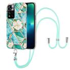 For Xiaomi Redmi Note 11 Pro / Note 11 Pro+ Splicing Marble Flower Pattern TPU Phone Case with Lanyard(Blue Flower) - 1