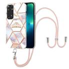 For Xiaomi Redmi Note 11S/Note 11 4G Foreign Splicing Marble Flower Pattern TPU Phone Case with Lanyard(Imperial Crown) - 1