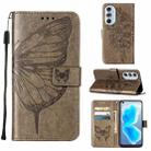 For Motorola Edge X30 Embossed Butterfly Leather Phone Case(Grey) - 1