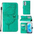 For Motorola Edge X30 Embossed Butterfly Leather Phone Case(Green) - 1