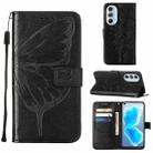 For Motorola Edge X30 Embossed Butterfly Leather Phone Case(Black) - 1