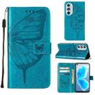 For Motorola Edge X30 Embossed Butterfly Leather Phone Case(Blue) - 1