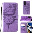 For Motorola Moto G Stylus 5G 2022 Embossed Butterfly Leather Phone Case(Light Purple) - 1