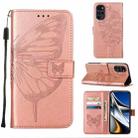 For Motorola Moto G Stylus 5G 2022 Embossed Butterfly Leather Phone Case(Rose Gold) - 1