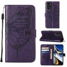For Motorola Moto G Stylus 5G 2022 Embossed Butterfly Leather Phone Case(Dark Purple) - 1