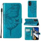 For Motorola Moto G Stylus 5G 2022 Embossed Butterfly Leather Phone Case(Blue) - 1