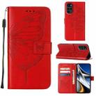 For Motorola Moto G Stylus 5G 2022 Embossed Butterfly Leather Phone Case(Red) - 1