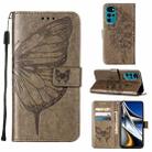 For Motorola Moto G22 Embossed Butterfly Leather Phone Case(Grey) - 1